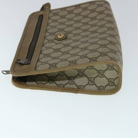 GUCCI GG Canvas Clutch Bag PVC Leather Beige Auth 54833 - Picture 4 of 16